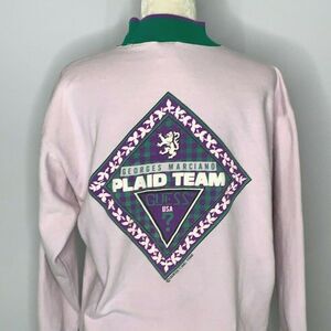 Vintage 80s Guess Sweatshirt M Lilac Georges Marciano Mock Neck Double Sided